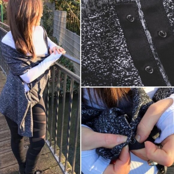 Lululemon Vinyasa Wrap‎ Scarf Jacquard Black Arm Holes Convertible Rulu Fabric - Picture 12 of 13